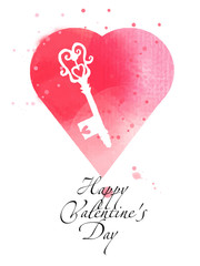 Happy Valentines Day. Watercolor vector background