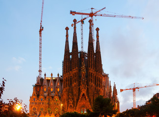 Sagrada Familia in evening. Barcelona