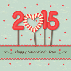year 2015 and heart candy background