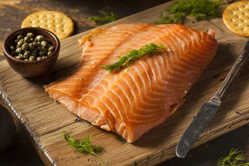 Fotobehang Homemade Smoked Salmon Appetizer © Brent Hofacker