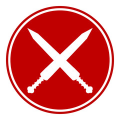 Fototapeta premium Crossed gladius swords button