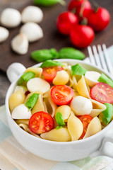 Pasta with mozzarella and tomato