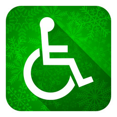 wheelchair flat icon, christmas button