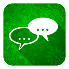 forum flat icon, christmas button, chat symbol, bubble sign