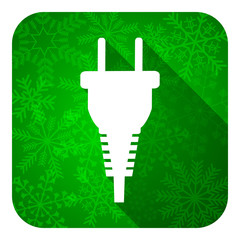 plug flat icon, christmas button, electric plug sign