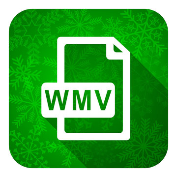 wmv file flat icon, christmas button