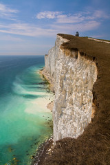 Cliff erosion at Seven Sisters cliffs in East Sussex, UK.
