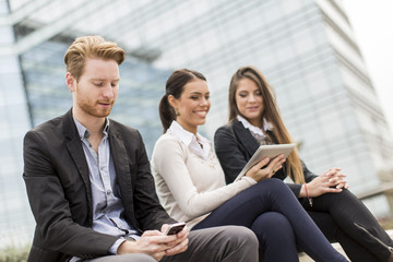 Young business people outdoors