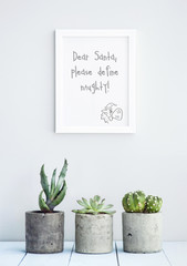 MOTIVATIONAL POSTER WITH SUCCULENTS  "DEAR SANTA DEFINE NAUGHTY"