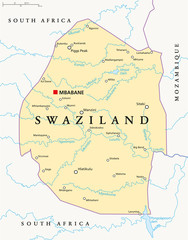 Obraz premium Swaziland Political Map
