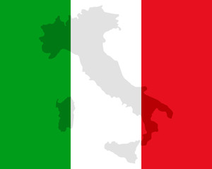 Karte und Fahne von Italien