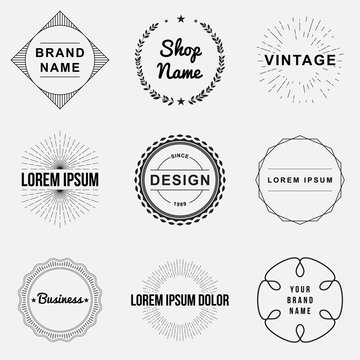 Set of retro vintage badges and label logo graphics, circles