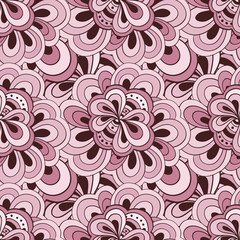 Vector doodle hand drawn seamless floral pattern