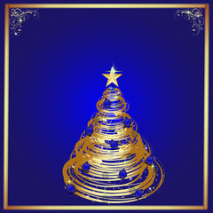 Christmas-Blue & Gold Frame