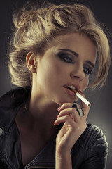 Portrait of the smoking girl