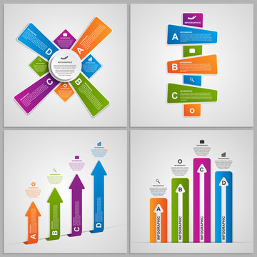 Set colorful infographics design elements. Vector illustration.
