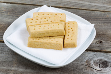 Fresh Shortbread Cookies on White Cloth Napkin