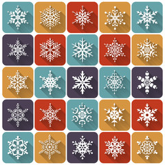 Flat snowflakes. Vector icons set.