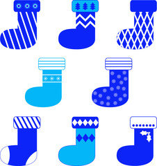 Blue and White Christmas Stocking Illustrations