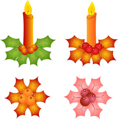 Christmas Candles and Mistletoe Illustration