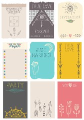 Hand drawn collection of floral cards
