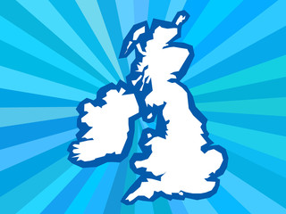 UK country shape in rays background