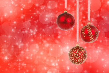 Fototapeta na wymiar Christmas ornaments and snow on abstract background