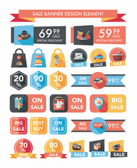 shopping sale banner flat design background set, eps10