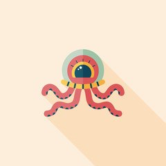 Space alien flat icon with long shadow,eps10