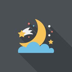 Space moon and star flat icon with long shadow,eps10