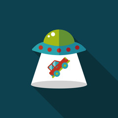 Space UFO flat icon with long shadow, eps10