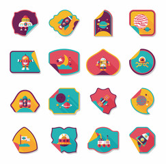 Space stickers banner flat design background set, eps10