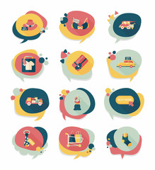 shopping speech bubble flat design background set, eps10