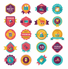 shopping badge banner flat design background set, eps10