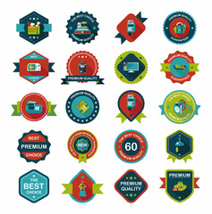 shopping badge banner flat design background set, eps10