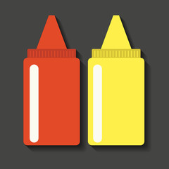 Bottles of ketchup and mustard