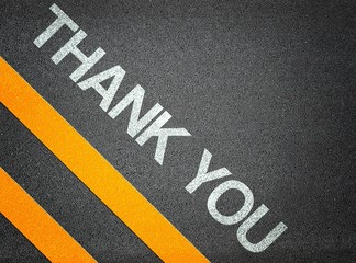 Thank you - Text Writing Road Asphalt