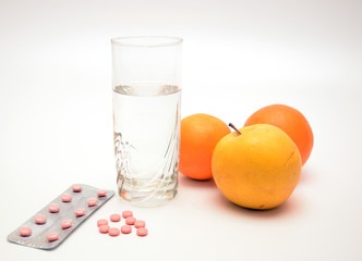 pills and fruits