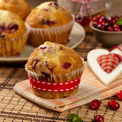 Cranberry muffins. Selective focus.