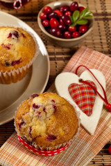 Cranberry muffins. Selective focus.