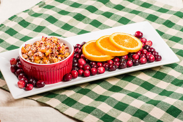 Cranberry apple relish with orange slices