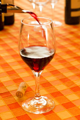 Pouring the red wine