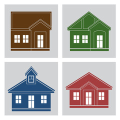 set of silhouette houses flat design vector illustration
