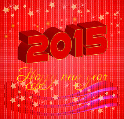 3d red 2015 happy new year design. Vector illustration