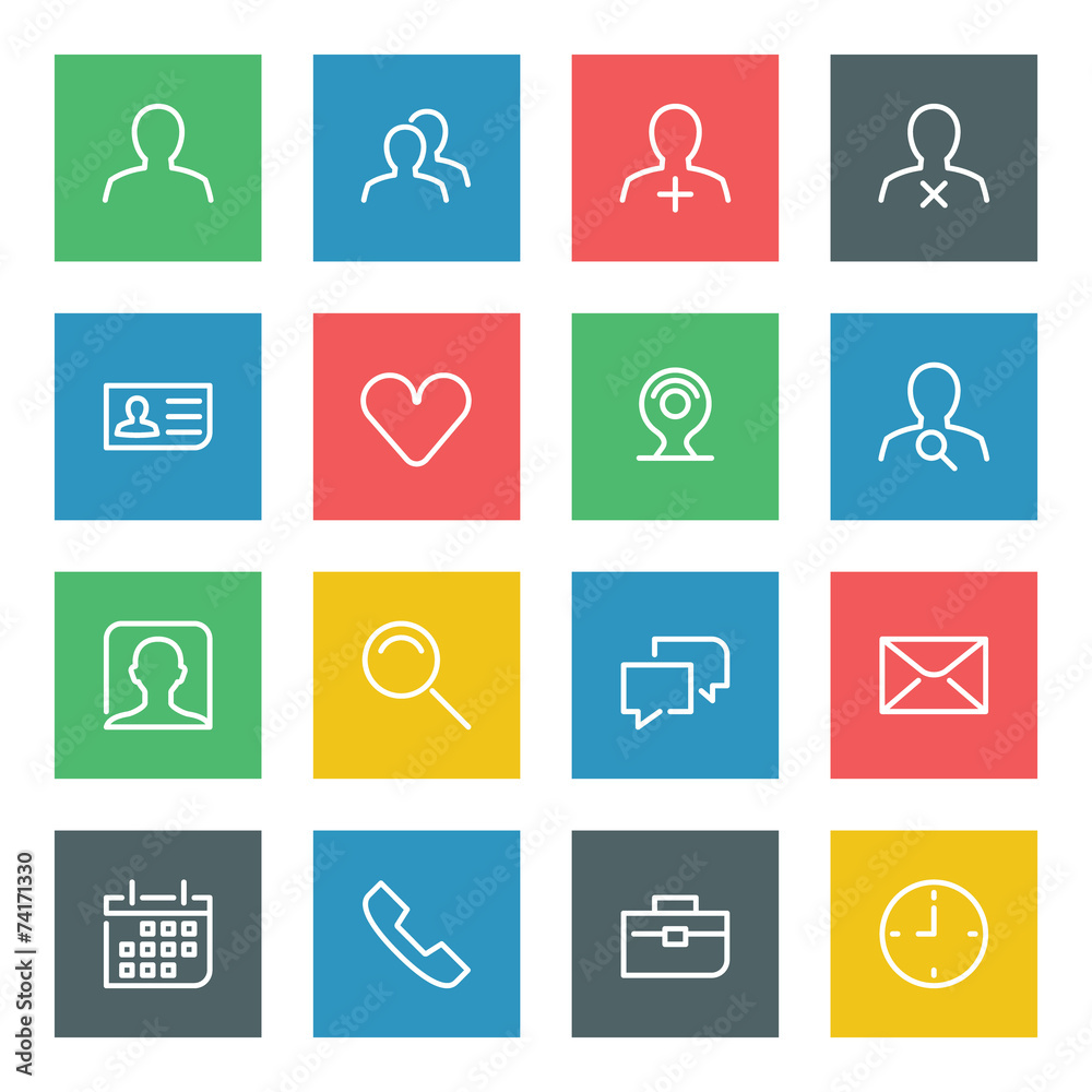 Wall mural white thin line icons set for web and mobile on color background