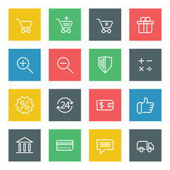 White thin line icons set for web and mobile on color background