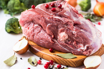 Raw pork ham
