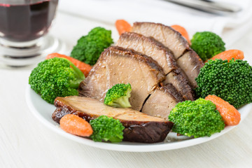 Homemade hot pork with vegetables