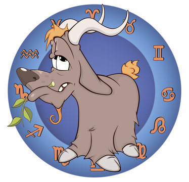 The year of the goat. Chinese horoscope cartoon
