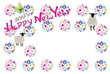 2015年未年の羊のイラスト年賀状テンプレート